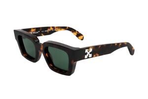 Off White Sunglasses Virgil OERI008 6455 Havana Square Frame Green Lens 50mm New